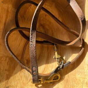 Vintage Leather Dog Leash with Brass Hardware